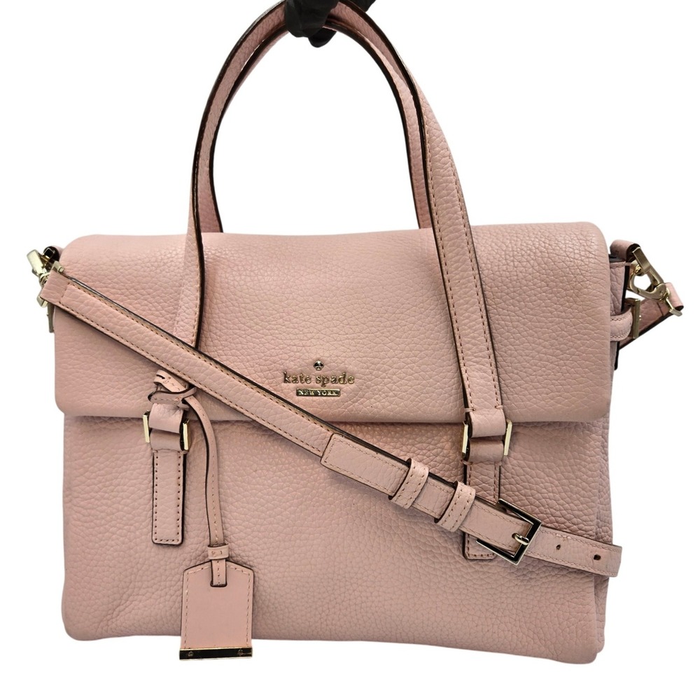 Kate‎ Spade New York Pink Pebble Leather Satchel Crossbody Bag Gold Hardware